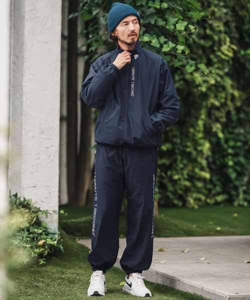 1minute 1second（ワンミニットワンセカンド）の「mp13847-cotton like nylon training pants with logo print ナイロンパンツ（その他パンツ・メンズ・ブラック/ネイビー/チャコール・S/M/L/XL）」の12枚目の写真