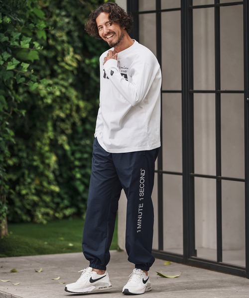 1minute 1second（ワンミニットワンセカンド）の「mp13847-cotton like nylon training pants with logo print ナイロンパンツ（その他パンツ・メンズ・ブラック/ネイビー/チャコール・S/M/L/XL）」の14枚目の写真