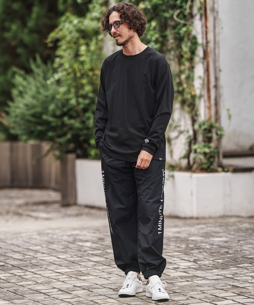 1minute 1second（ワンミニットワンセカンド）の「mp13847-cotton like nylon training pants with logo print ナイロンパンツ（その他パンツ・メンズ・ブラック/ネイビー/チャコール・S/M/L/XL）」の19枚目の写真
