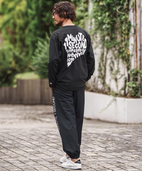 1minute 1second（ワンミニットワンセカンド）の「mp13847-cotton like nylon training pants with logo print ナイロンパンツ（その他パンツ・メンズ・ブラック/ネイビー/チャコール・S/M/L/XL）」の20枚目の写真