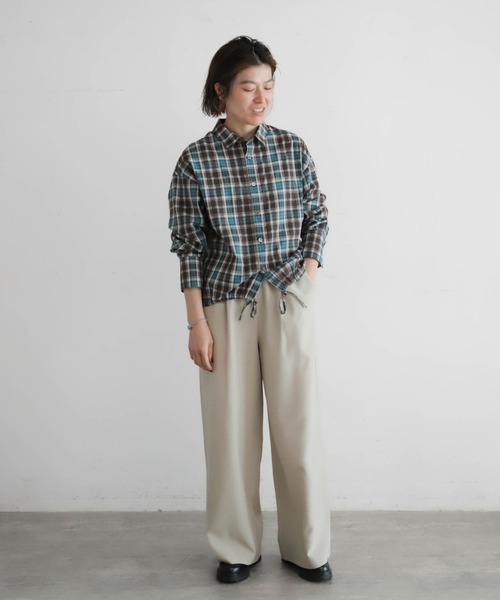 NOMBRE IMPAIR（ノンブルアンペール）の「ドビーダークチェック　裾ドロストシャツ（シャツ/ブラウス・レディース・ブラック/ブルー・FREE）」の10枚目の写真