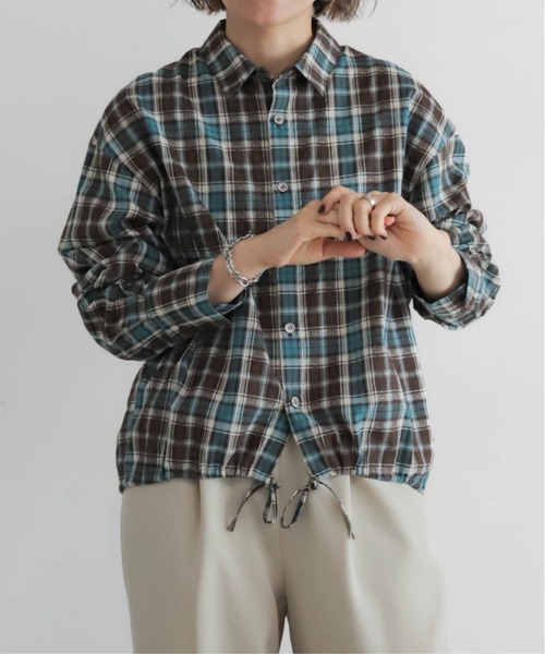 NOMBRE IMPAIR（ノンブルアンペール）の「ドビーダークチェック　裾ドロストシャツ（シャツ/ブラウス・レディース・ブラック/ブルー・FREE）」の16枚目の写真