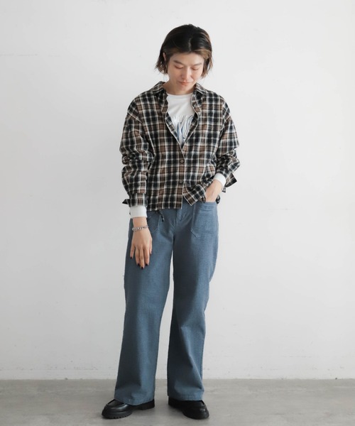 NOMBRE IMPAIR（ノンブルアンペール）の「ドビーダークチェック　裾ドロストシャツ（シャツ/ブラウス・レディース・ブラック/ブルー・FREE）」の3枚目の写真