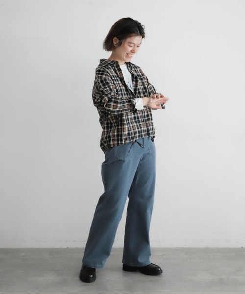 NOMBRE IMPAIR（ノンブルアンペール）の「ドビーダークチェック　裾ドロストシャツ（シャツ/ブラウス・レディース・ブラック/ブルー・FREE）」の6枚目の写真