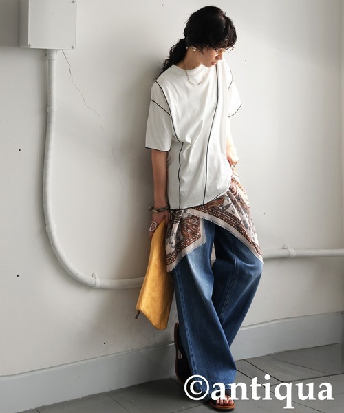 セール】メロウステッチトップス（Tシャツ/カットソー）｜antiqua