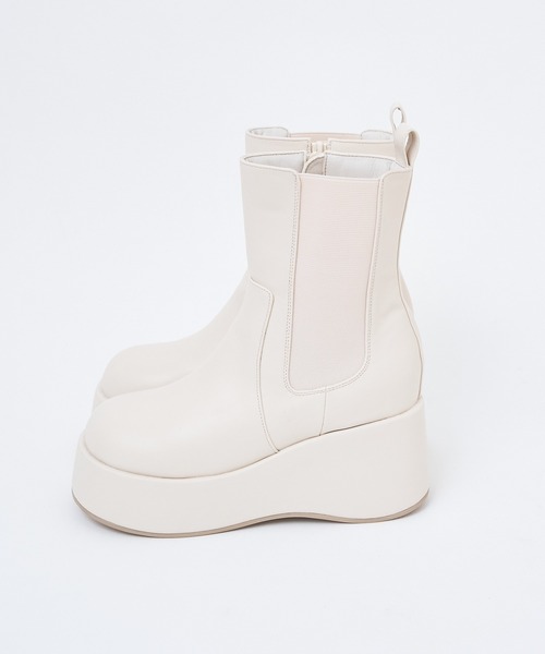 マイナス3キロ見え】サイドゴアボリュームソールショートブーツ