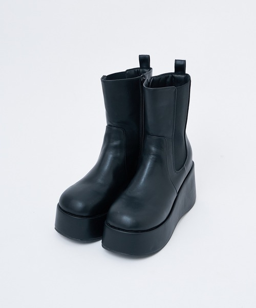【マイナス3キロ見え】サイドゴアボリュームソールショートブーツ REVIVAL/マイナス3キロ見え】サイドゴアボリュームソール