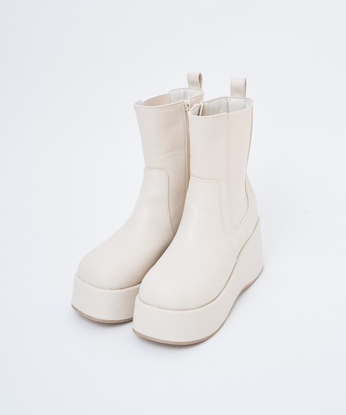 マイナス3キロ見え】サイドゴアボリュームソールショートブーツ