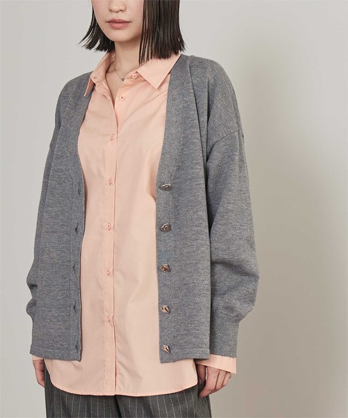 miette（ミエット）の「変形ボタンVネックカーディガン（カーディガン/ボレロ・レディース・アイボリー/ネイビー/ミント/グレー・FREE）」の5枚目の写真