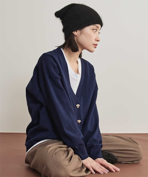 miette（ミエット）の「変形ボタンVネックカーディガン（カーディガン/ボレロ・レディース・アイボリー/ネイビー/ミント/グレー・FREE）」の14枚目の写真