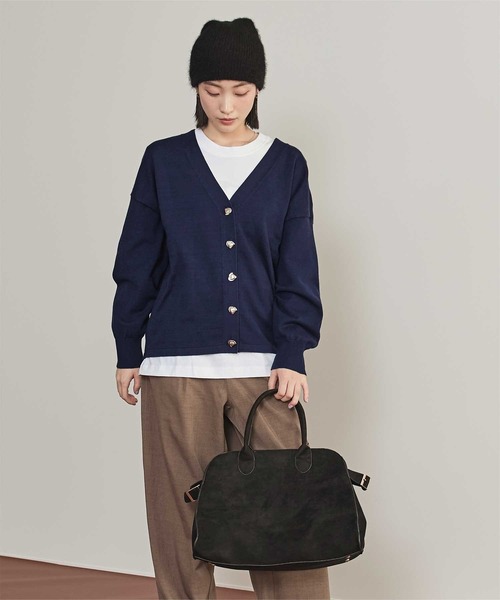 miette（ミエット）の「変形ボタンVネックカーディガン（カーディガン/ボレロ・レディース・アイボリー/ネイビー/ミント/グレー・FREE）」の15枚目の写真