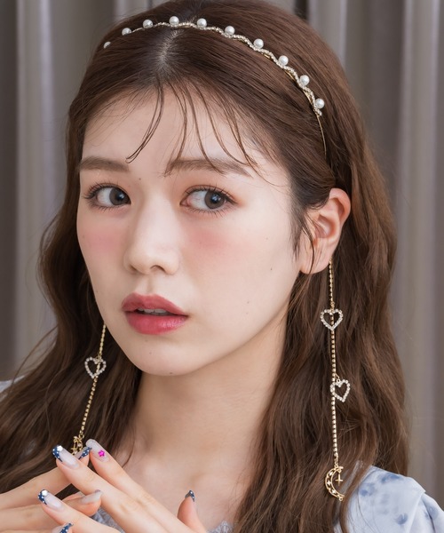 sisterjane ハートビジューカチューシャ ムーン×ハートチェーンカチューシャ（カチューシャ）｜couture