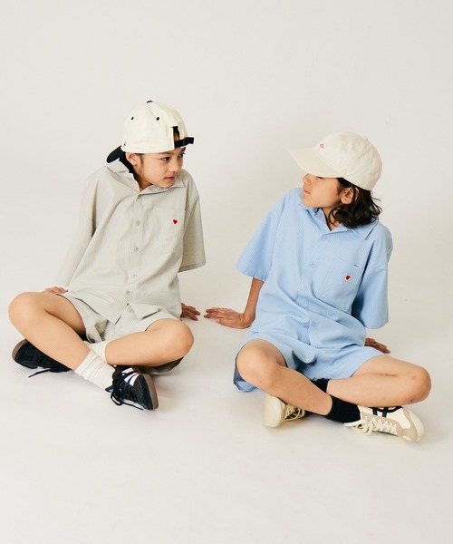 PAIRMANON STREET(ペアマノンストリート)の「【PAIRMANON STREET】ストライプ柄 サッカー セットアップ(セットアップ・キッズ・ミント/ブルー・160/150/140/130/120/110/100/90)」の3枚目の写真