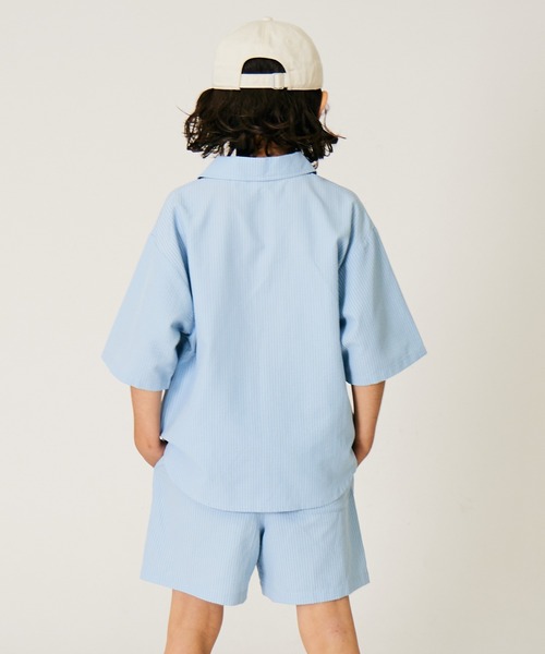 PAIRMANON STREET(ペアマノンストリート)の「【PAIRMANON STREET】ストライプ柄 サッカー セットアップ(セットアップ・キッズ・ミント/ブルー・160/150/140/130/120/110/100/90)」の7枚目の写真