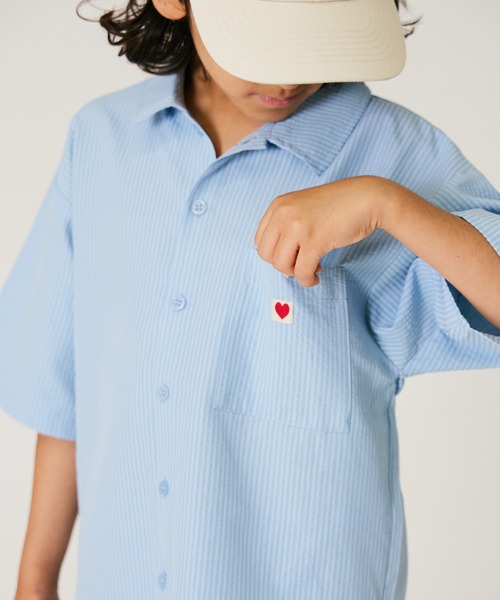 PAIRMANON STREET(ペアマノンストリート)の「【PAIRMANON STREET】ストライプ柄 サッカー セットアップ(セットアップ・キッズ・ミント/ブルー・160/150/140/130/120/110/100/90)」の9枚目の写真