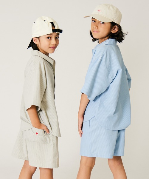 PAIRMANON STREET(ペアマノンストリート)の「【PAIRMANON STREET】ストライプ柄 サッカー セットアップ(セットアップ・キッズ・ミント/ブルー・160/150/140/130/120/110/100/90)」の11枚目の写真