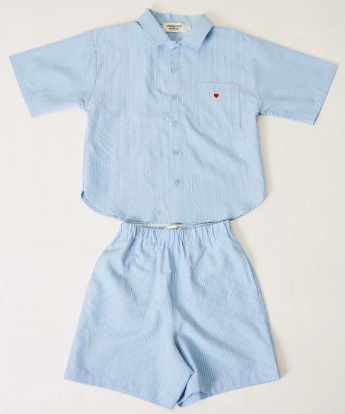 PAIRMANON STREET(ペアマノンストリート)の「【PAIRMANON STREET】ストライプ柄 サッカー セットアップ(セットアップ・キッズ・ミント/ブルー・160/150/140/130/120/110/100/90)」の14枚目の写真