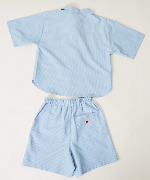 PAIRMANON STREET(ペアマノンストリート)の「【PAIRMANON STREET】ストライプ柄 サッカー セットアップ(セットアップ・キッズ・ミント/ブルー・160/150/140/130/120/110/100/90)」の15枚目の写真