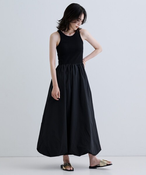 GALLEST（ギャレスト）の「◆【一部店舗限定】テレコタンクドッキングワンピース（ワンピース・レディース・ブラック/ホワイト・38）」の2枚目の写真
