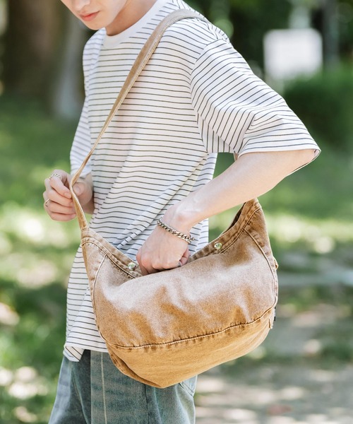 セール】ケミカルウォッシュ加工 アジャスター付きショルダーバッグ