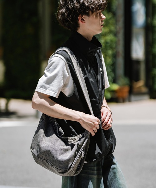 セール】ケミカルウォッシュ加工 アジャスター付きショルダーバッグ