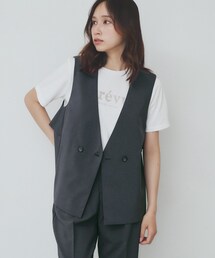 index | バックフリルデザインジレ/セットアップ可【洗濯機洗い可/接触冷感/吸水速乾/ストレッチ】(ベスト)