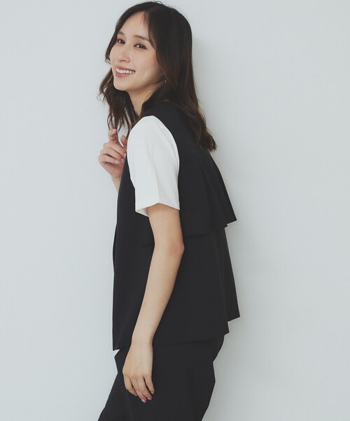 index（インデックス）の「バックフリルデザインジレ/セットアップ可【洗濯機洗い可/接触冷感/吸水速乾/ストレッチ】（ベスト・レディース・ブラック/ライトベージュ/チャコールグレー・36/38/40/42）」の9枚目の写真