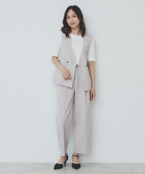 index（インデックス）の「バックフリルデザインジレ/セットアップ可【洗濯機洗い可/接触冷感/吸水速乾/ストレッチ】（ベスト・レディース・ブラック/ライトベージュ/チャコールグレー・36/38/40/42）」の14枚目の写真