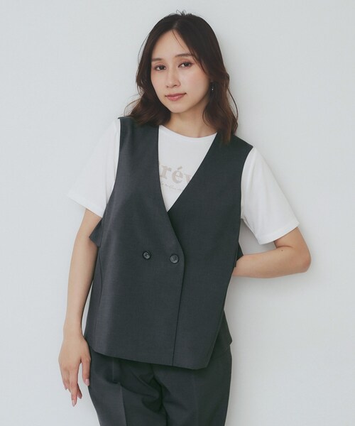 たけ　★美品★PGG セットアップ セール】バックフリルデザインジレ/セットアップ可【洗濯機洗い