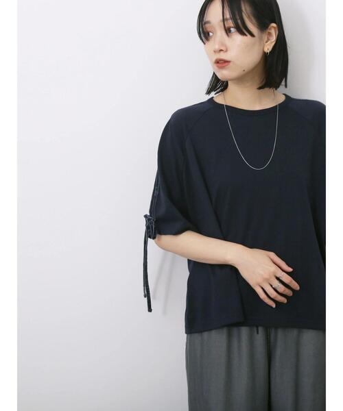 Samansa Mos2 blue(サマンサモスモスブルー)の「◎【接触冷感】ベロアラインリボンTシャツ(Tシャツ/カットソー・レディース・トップグレー/チャコールグレー/ネイビー・F)」の20枚目の写真