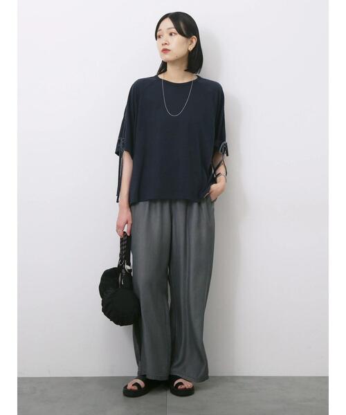 Samansa Mos2 blue(サマンサモスモスブルー)の「◎【接触冷感】ベロアラインリボンTシャツ(Tシャツ/カットソー・レディース・トップグレー/チャコールグレー/ネイビー・F)」の21枚目の写真