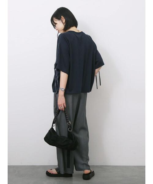 Samansa Mos2 blue(サマンサモスモスブルー)の「◎【接触冷感】ベロアラインリボンTシャツ(Tシャツ/カットソー・レディース・トップグレー/チャコールグレー/ネイビー・F)」の11枚目の写真