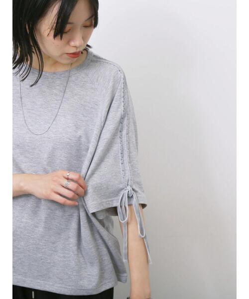 Samansa Mos2 blue(サマンサモスモスブルー)の「◎【接触冷感】ベロアラインリボンTシャツ(Tシャツ/カットソー・レディース・トップグレー/チャコールグレー/ネイビー・F)」の16枚目の写真