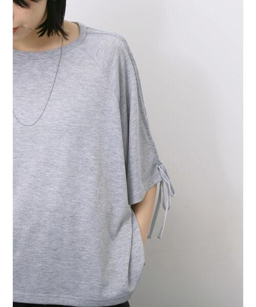 Samansa Mos2 blue(サマンサモスモスブルー)の「◎【接触冷感】ベロアラインリボンTシャツ(Tシャツ/カットソー・レディース・トップグレー/チャコールグレー/ネイビー・F)」の6枚目の写真