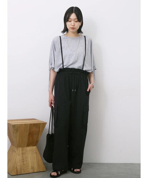 Samansa Mos2 blue(サマンサモスモスブルー)の「◎【接触冷感】ベロアラインリボンTシャツ(Tシャツ/カットソー・レディース・トップグレー/チャコールグレー/ネイビー・F)」の10枚目の写真