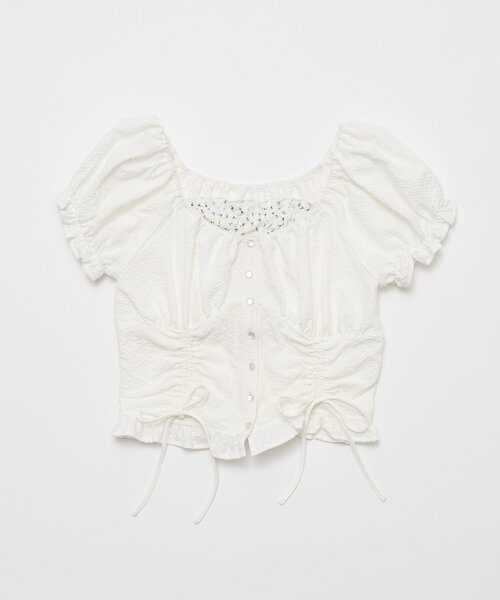 OLIVE des OLIVE(オリーブデオリーブ)の「ドロストブラウス(シャツ/ブラウス・レディース・オフホワイト/サックスブルー/レッド・FREE)」の10枚目の写真