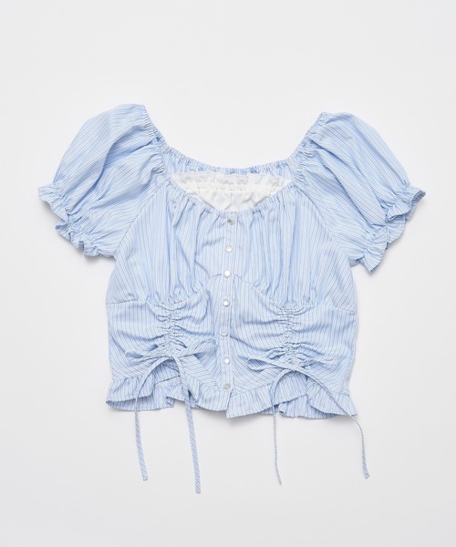 OLIVE des OLIVE(オリーブデオリーブ)の「ドロストブラウス(シャツ/ブラウス・レディース・オフホワイト/サックスブルー/レッド・FREE)」の5枚目の写真