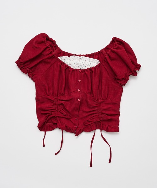 OLIVE des OLIVE(オリーブデオリーブ)の「ドロストブラウス(シャツ/ブラウス・レディース・オフホワイト/サックスブルー/レッド・FREE)」の6枚目の写真