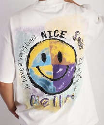 スマイル 手書き風プリント 半袖Tシャツ オーバーサイズ