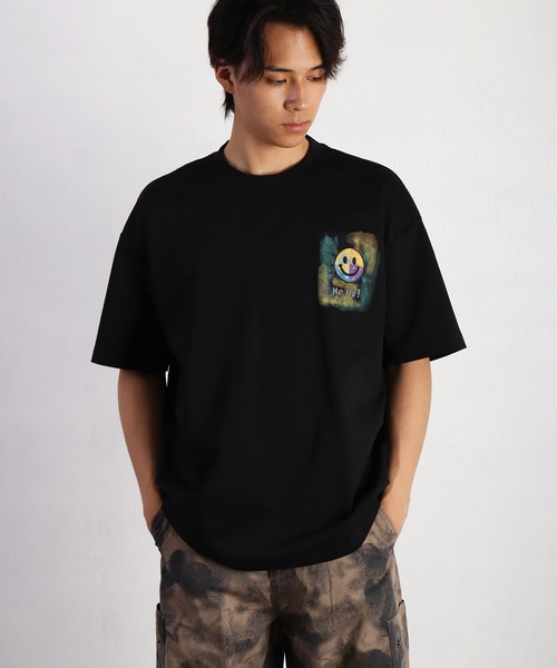 WESTSEA(ウエストシー)の「スマイル 手書き風プリント 半袖Tシャツ オーバーサイズ(Tシャツ/カットソー・メンズ・ブラック/ホワイト・M/L)」の9枚目の写真