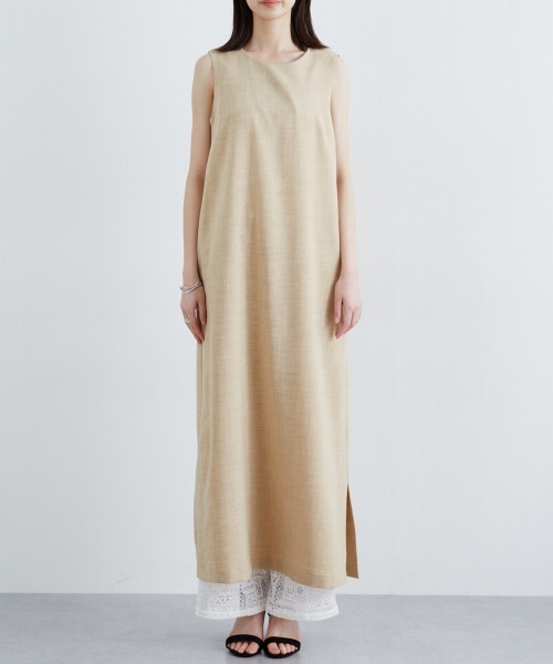 slattgir(スラットジール)の「高身長 リネンライクノースリーブワンピース(セットアップ対応)(トールサイズ)Essenave(ワンピース・レディース・ベージュ/ネイビー・TM/TL/TLL/T3L/T4L/T5L)」の20枚目の写真
