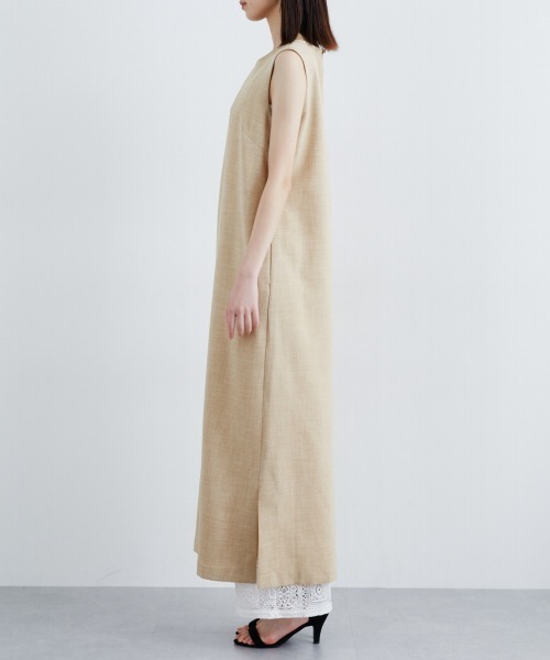 slattgir(スラットジール)の「高身長 リネンライクノースリーブワンピース(セットアップ対応)(トールサイズ)Essenave(ワンピース・レディース・ベージュ/ネイビー・TM/TL/TLL/T3L/T4L/T5L)」の21枚目の写真