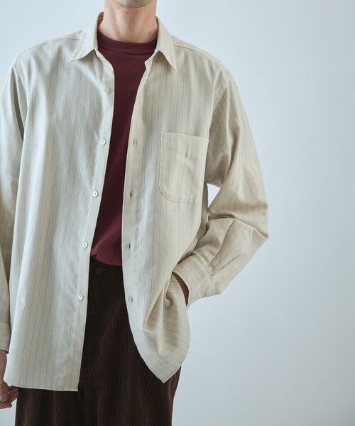 Steven Alan(スティーブンアラン)の「<Steven Alan> ネル ストライプ レギュラーカラー シャツ NARROW(シャツ/ブラウス・メンズ・ダークグレー/ナチュラル・S/M/L/XL)」の2枚目の写真