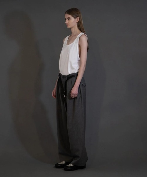 my beautiful landlet（マイビューティフルランドレット）の「【my beautiful landlet】 STRIPE WOOL TUCK WIDE PANTS（スラックス・メンズ・グレー/ネイビー/ブラック・1/2/0）」の5枚目の写真