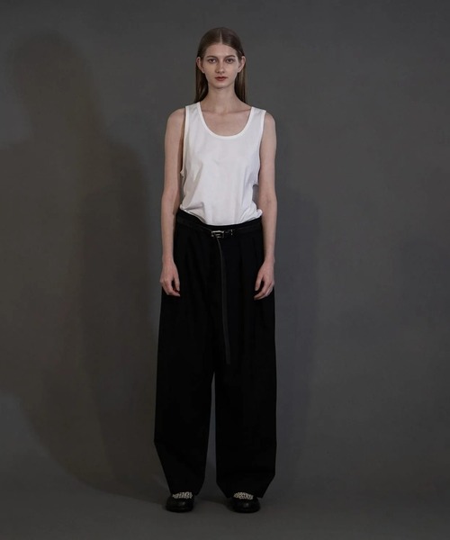 my beautiful landlet（マイビューティフルランドレット）の「【my beautiful landlet】 STRIPE WOOL TUCK WIDE PANTS（スラックス・メンズ・グレー/ネイビー/ブラック・1/2/0）」の7枚目の写真