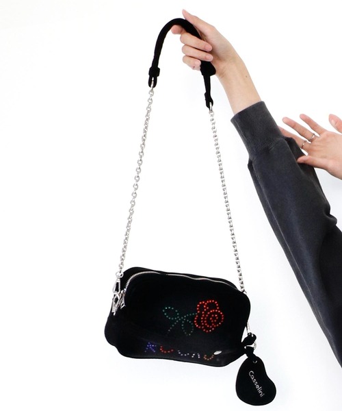 Three Four Time（ｽﾘｰﾌｫｰﾀｲﾑ）の「【Casselini / キャセリーニ】HOTFIX ミニバッグ（ショルダーバッグ・レディース・ブラック/ピンク・FREE）」の14枚目の写真