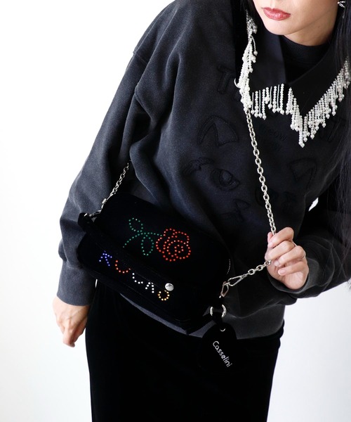 Three Four Time（ｽﾘｰﾌｫｰﾀｲﾑ）の「【Casselini / キャセリーニ】HOTFIX ミニバッグ（ショルダーバッグ・レディース・ブラック/ピンク・FREE）」の12枚目の写真