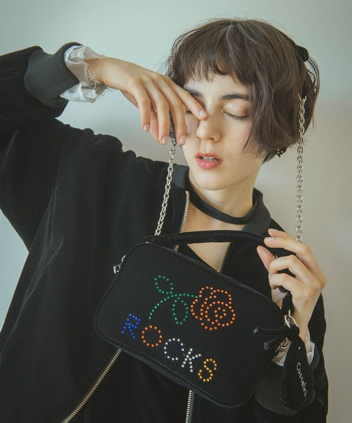 Three Four Time（ｽﾘｰﾌｫｰﾀｲﾑ）の「【Casselini / キャセリーニ】HOTFIX ミニバッグ（ショルダーバッグ・レディース・ブラック/ピンク・FREE）」の7枚目の写真