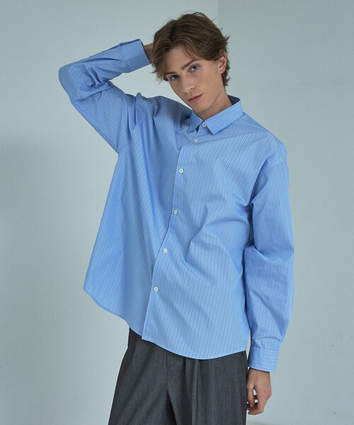 ABAHOUSE（アバハウス）の「オーバーサイズ レギュラーカラーシャツ / イージーケア（シャツ/ブラウス・メンズ・ホワイト/ブルー/ブルー系その他/ブルー系その他2・46/48）」の4枚目の写真