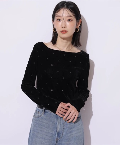 s*o様 マイストラーダ　ベロア　ハート刺繍　ロンT カットソー ハート刺繍ベロアロンT（Tシャツ/カットソー）｜Mystrada（マイ